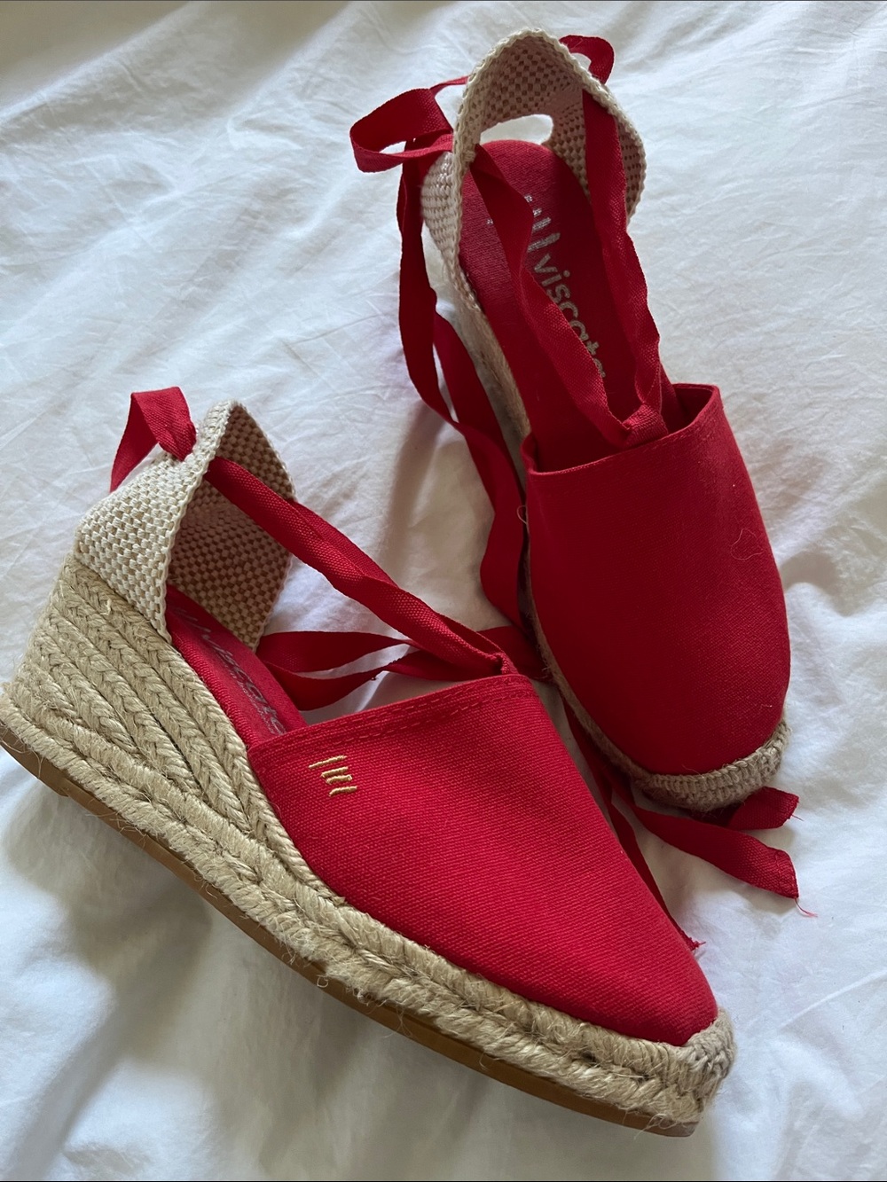 Viscata Sagaro Canvas Espadrille Platform Wedges‎ raspberry Red Size 40 US 9-9.5